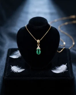 Natural Emerald Drop Pendant Necklace