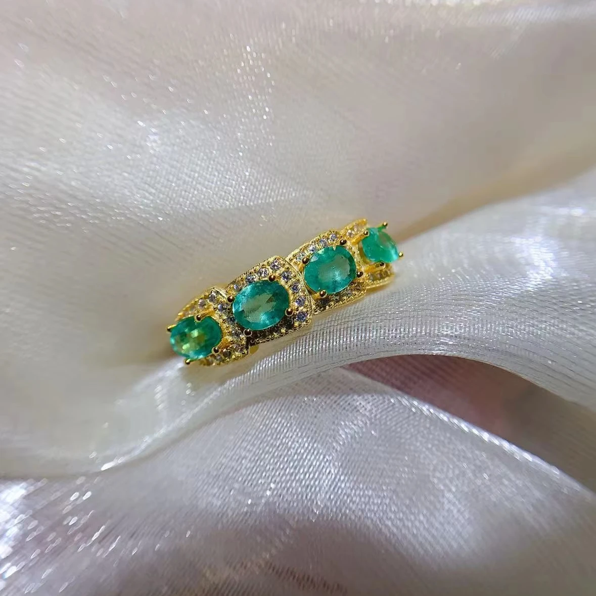 Natural Emerald Four Stone Ring - view 1
