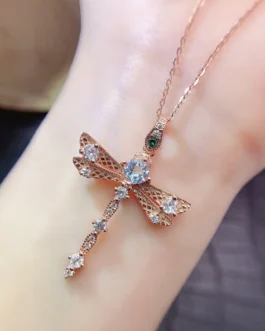 Natural Topaz Dragonfly Pendant
