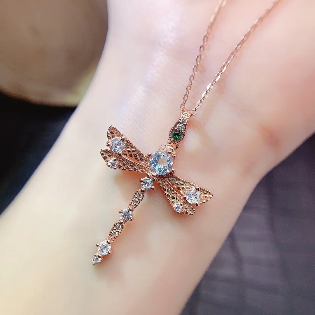 Natural Topaz Dragonfly Pendant - view 1