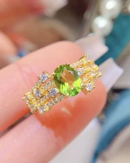 Natural Peridot Wide Band Ring