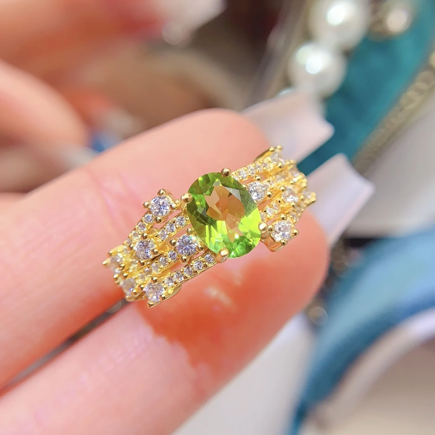 Natural Peridot Wide Band Ring - view 1