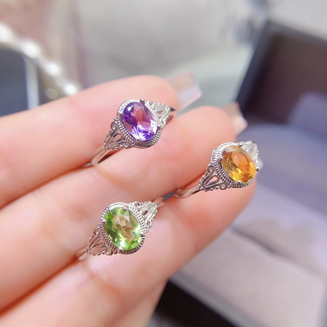 Natural Citrine Colour Trio Ring - view 1