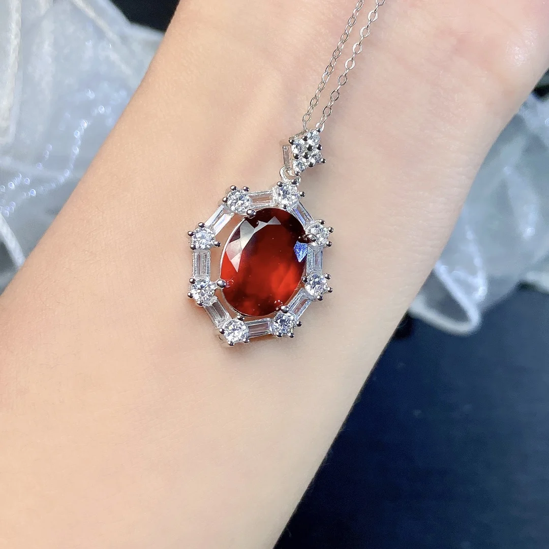 Natural Garnet Vintage Halo Pendant - view 3