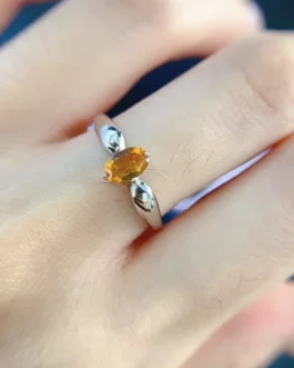 Natural Citrine Topaz Accent Ring