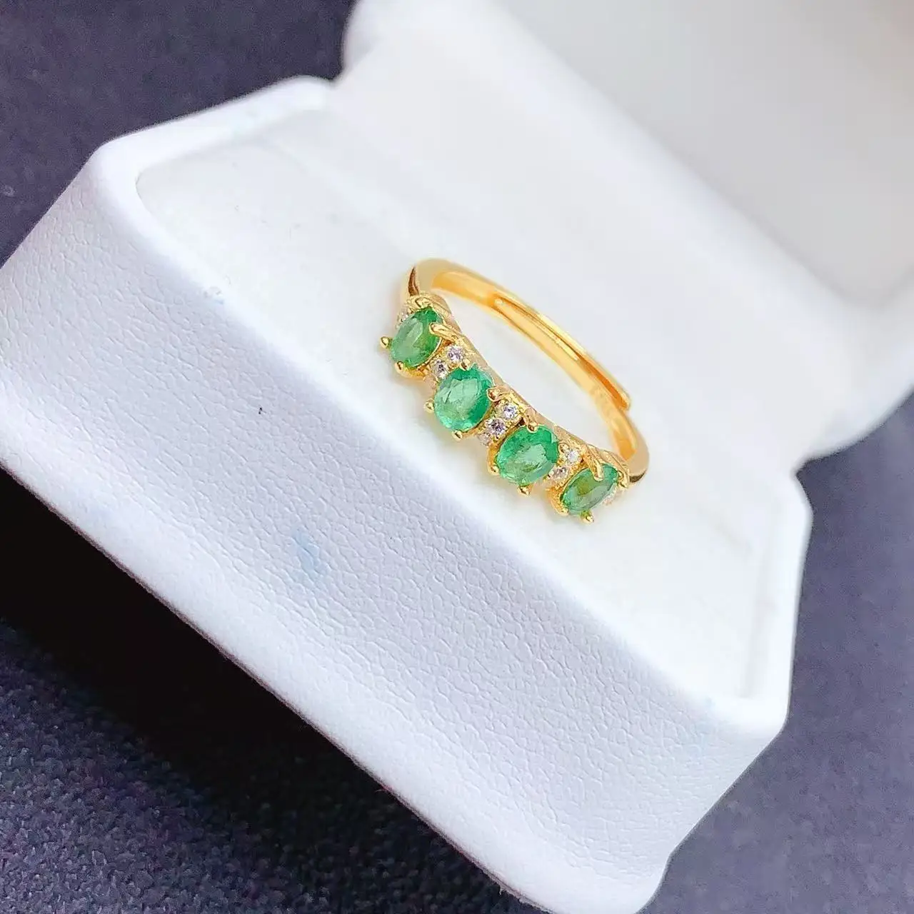 Natural Emerald Five Stone Band - view 4