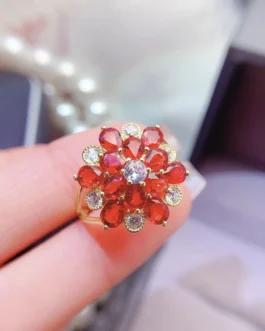 Natural Red Sapphire Gold Ring