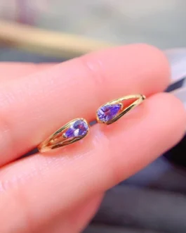 Natural Tanzanite Pear Stud Earrings