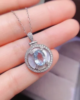 Natural Topaz Circle Pendant
