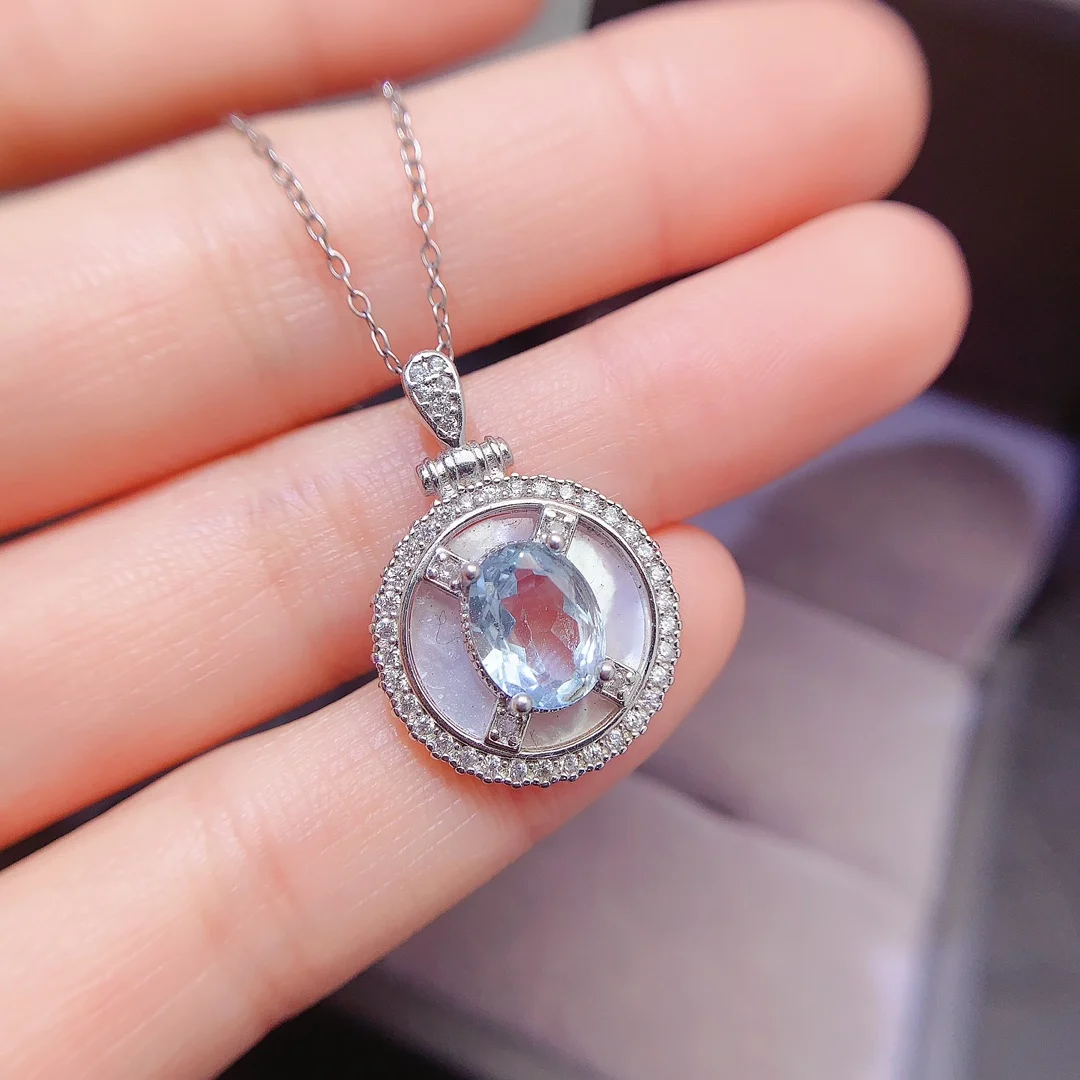 Natural Topaz Circle Pendant - view 1