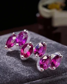 Natural Garnet Wave Row Ring
