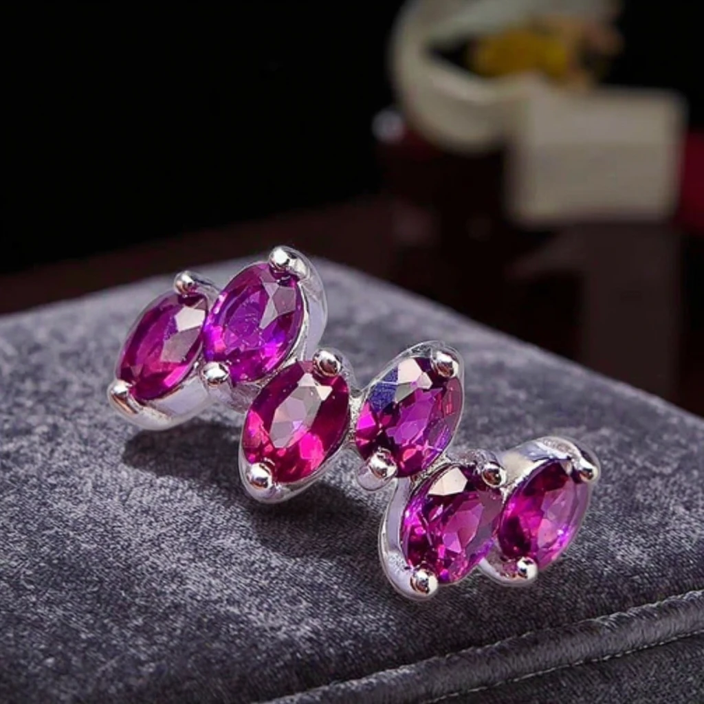 Natural Garnet Wave Row Ring - view 1
