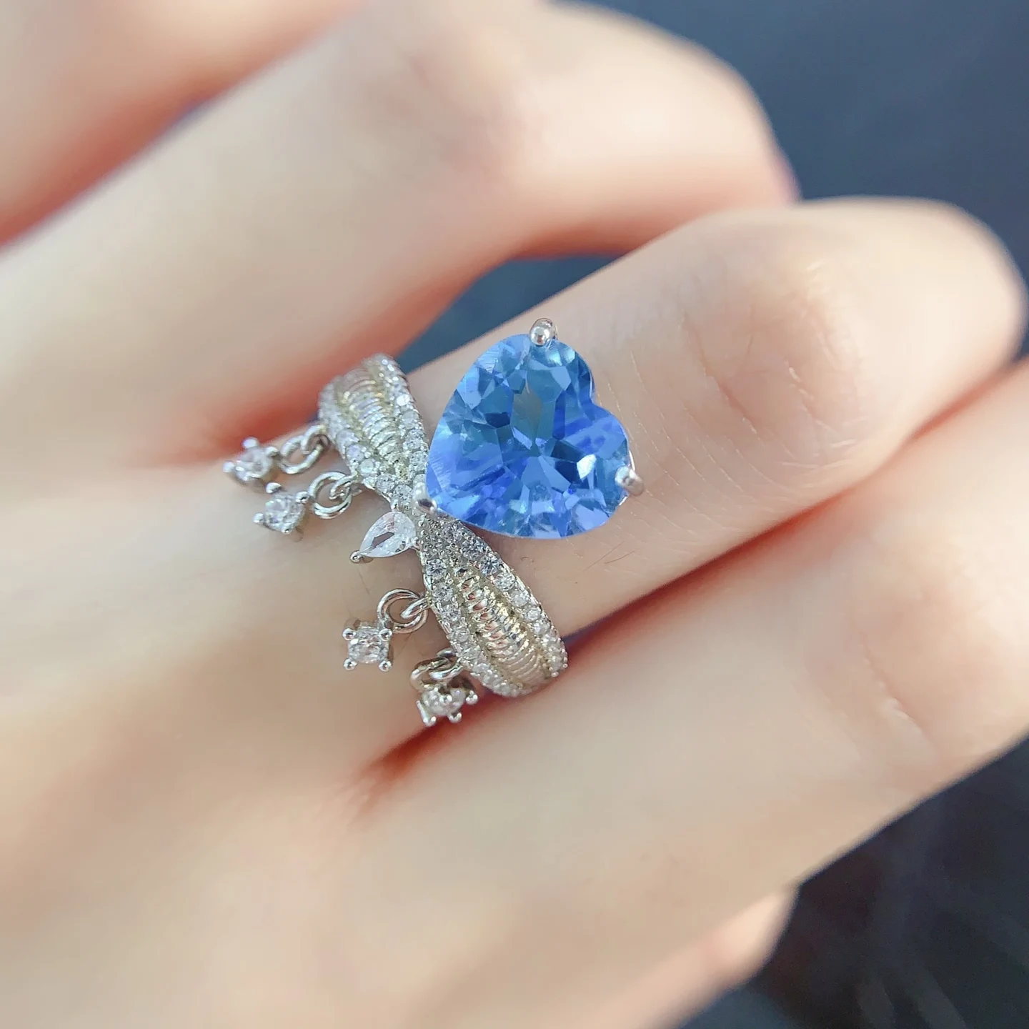 Natural Topaz Heart Bow Ring - view 6