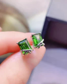 Natural Diopside Classic Stud Earrings