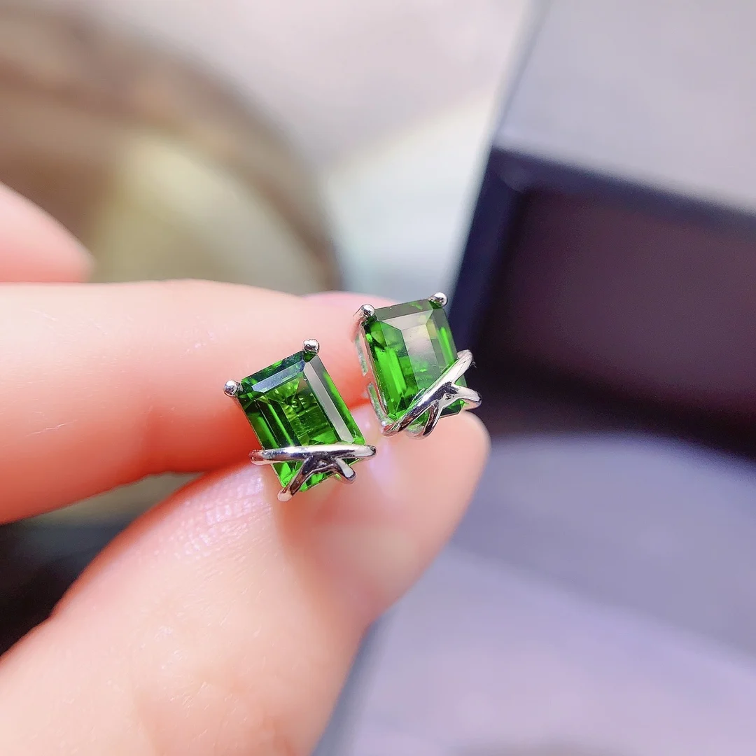 Natural Diopside Classic Stud Earrings - view 1