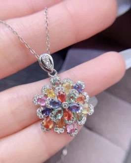 Natural Sapphire Rainbow Cluster Pendant
