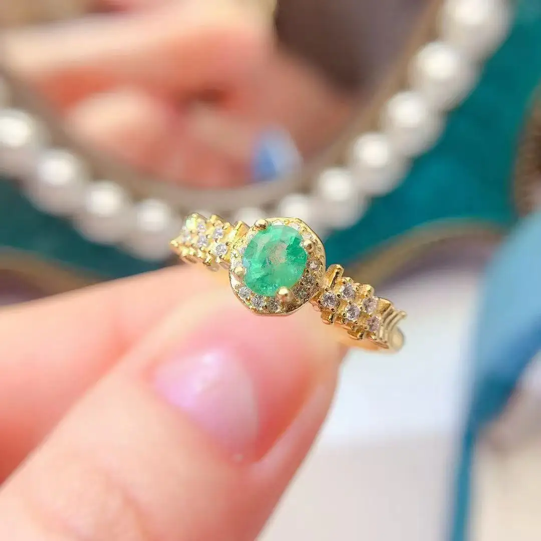 Natural Emerald Shoulder Halo Ring - view 1