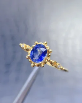 Natural Sapphire Gold Leaf Ring