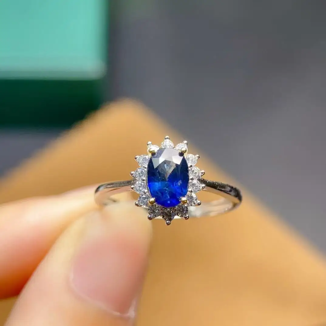 Natural Sapphire Pointed Halo Ring - view 1