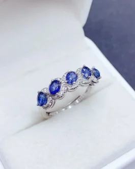 Natural Sapphire Oval Row Ring