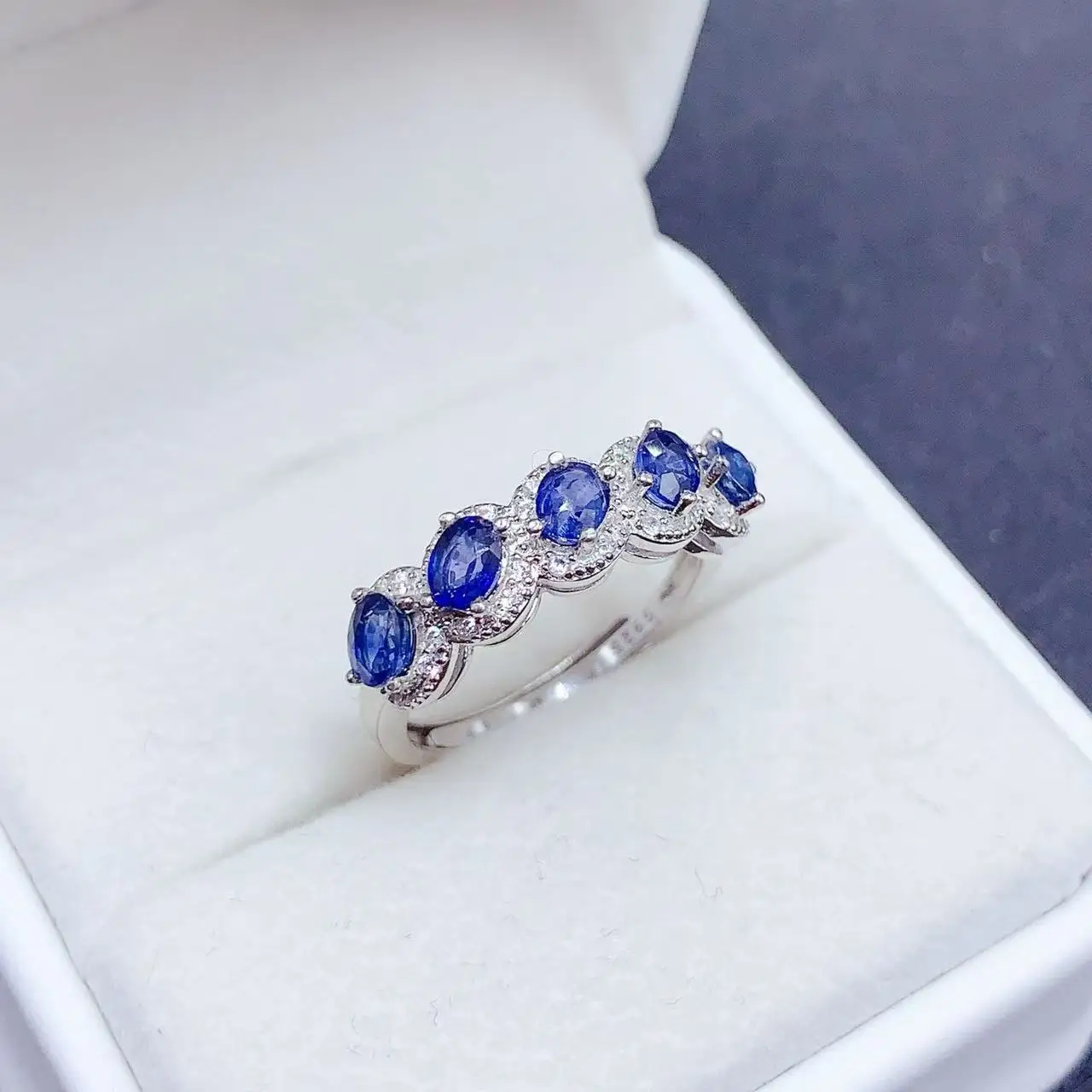 Natural Sapphire Oval Row Ring - view 1