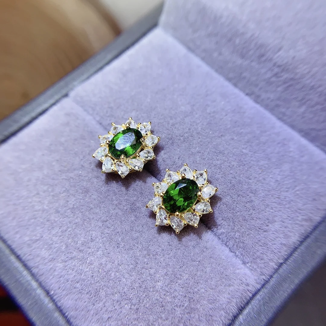 Natural Diopside Classic Earrings - view 5