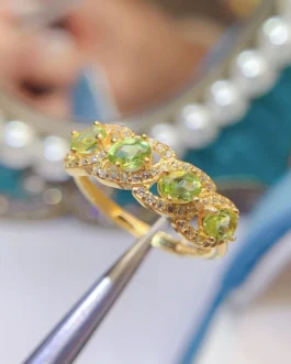 Natural Peridot Five Stone Ring