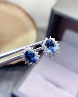 Natural Topaz Rose Earrings