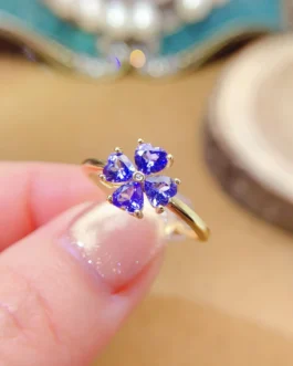 Natural Tanzanite Heart Halo Ring