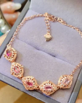 Natural Tourmaline Pear Link Bracelet