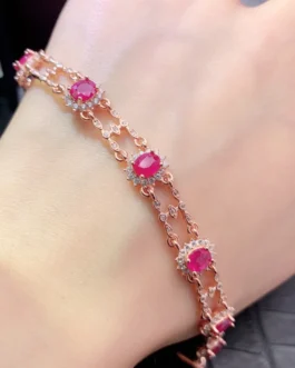 Natural Ruby Toggle Station Bracelet