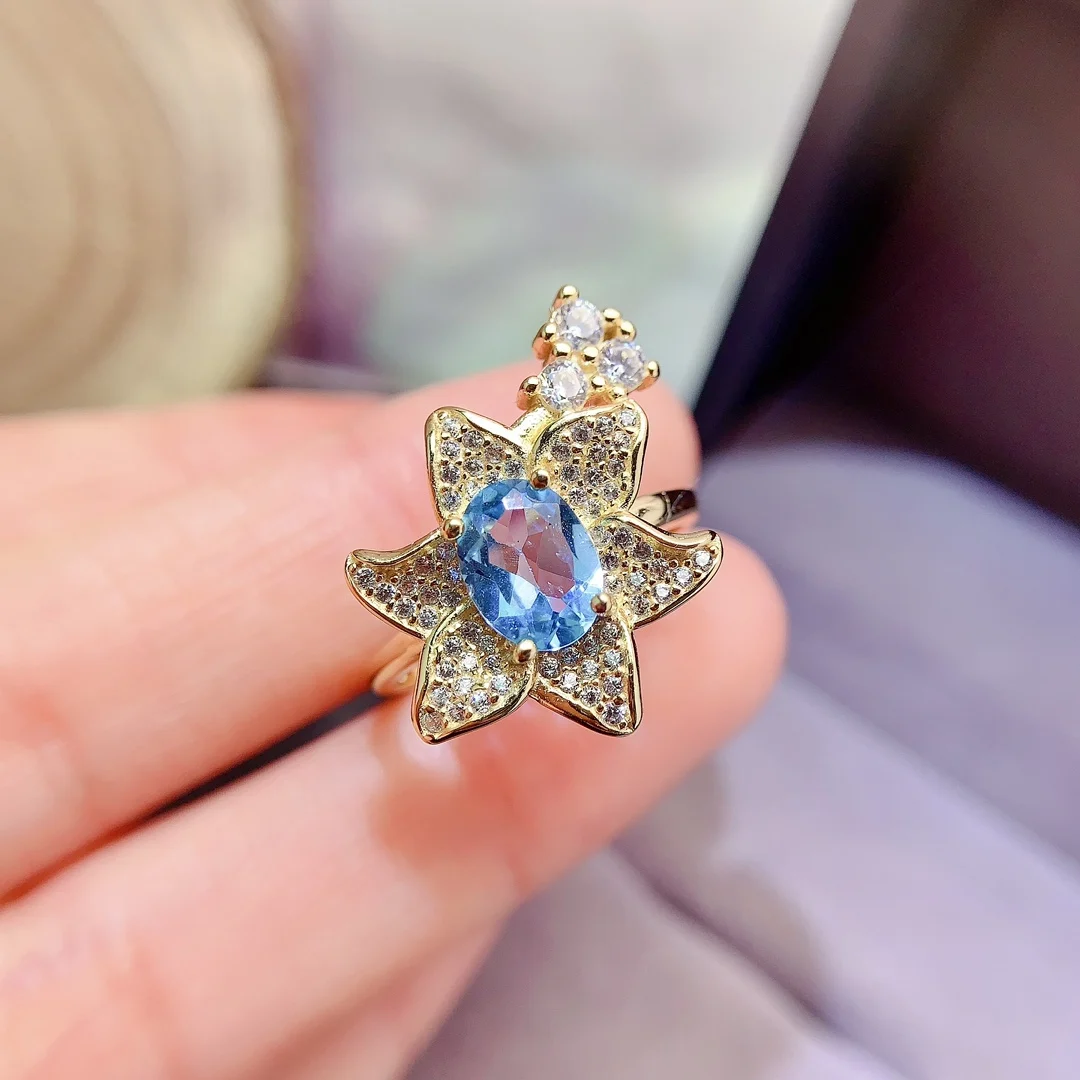 Natural Topaz Floral Star Ring - view 5