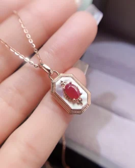 Natural Ruby Framed Pendant
