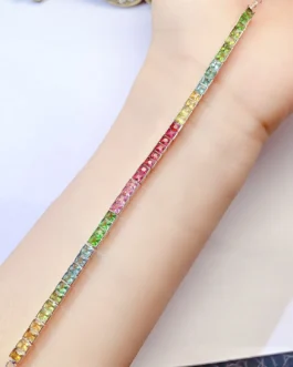 Natural Tourmaline Tennis Bracelet