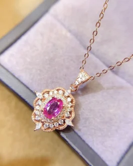 Natural Sapphire Ornate Pendant Necklace