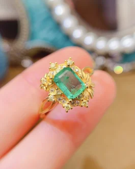 Natural Gemstone Emerald Cut Ring
