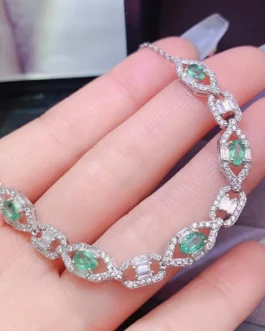 Natural Emerald Marquise Link Bracelet
