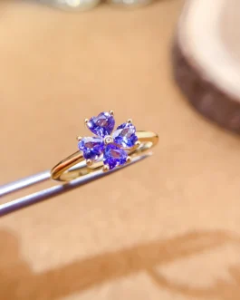 Natural Tanzanite Heart Halo Ring