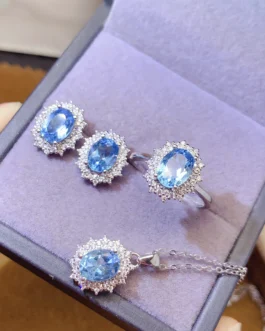 Natural Topaz Bridal Jewelry Set