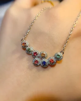 Natural Sapphire Bar Pendant Necklace