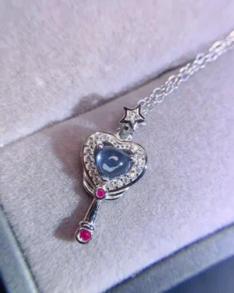 Natural Topaz Heart Key Pendant