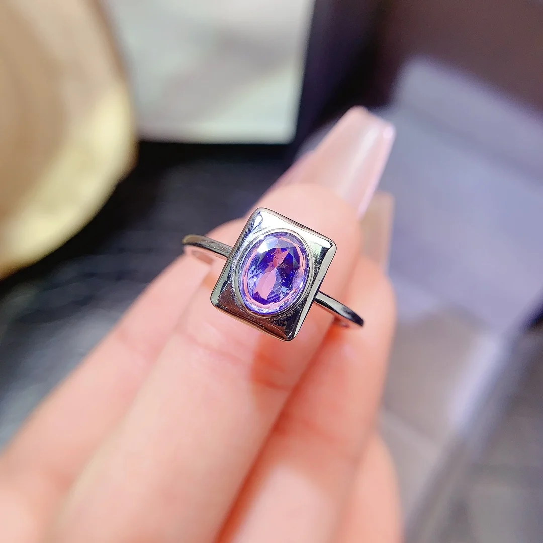 Natural Tanzanite Luxury Halo Ring - view 3