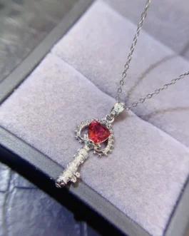 Natural Garnet Key Pendant
