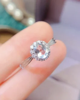 Natural Aquamarine Gold Oval Ring