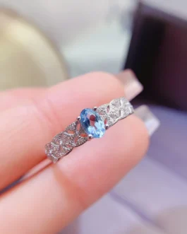 Natural Topaz Lattice Band Ring