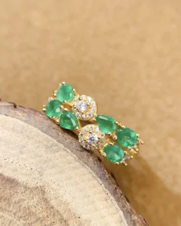 Natural Emerald Double Row Band