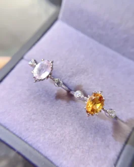 Natural Citrine Rose Quartz Ring