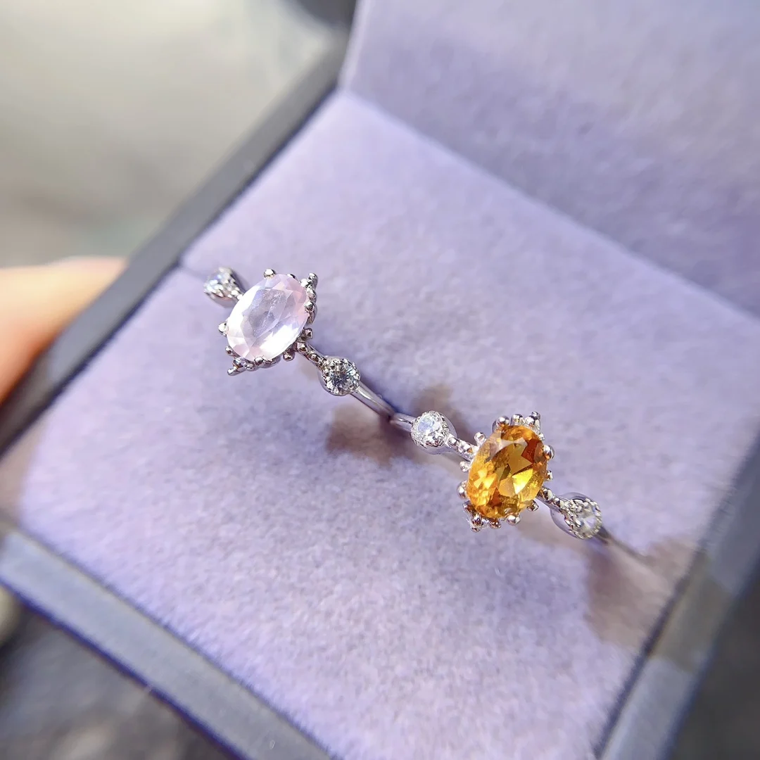 Natural Citrine Rose Quartz Ring - view 1