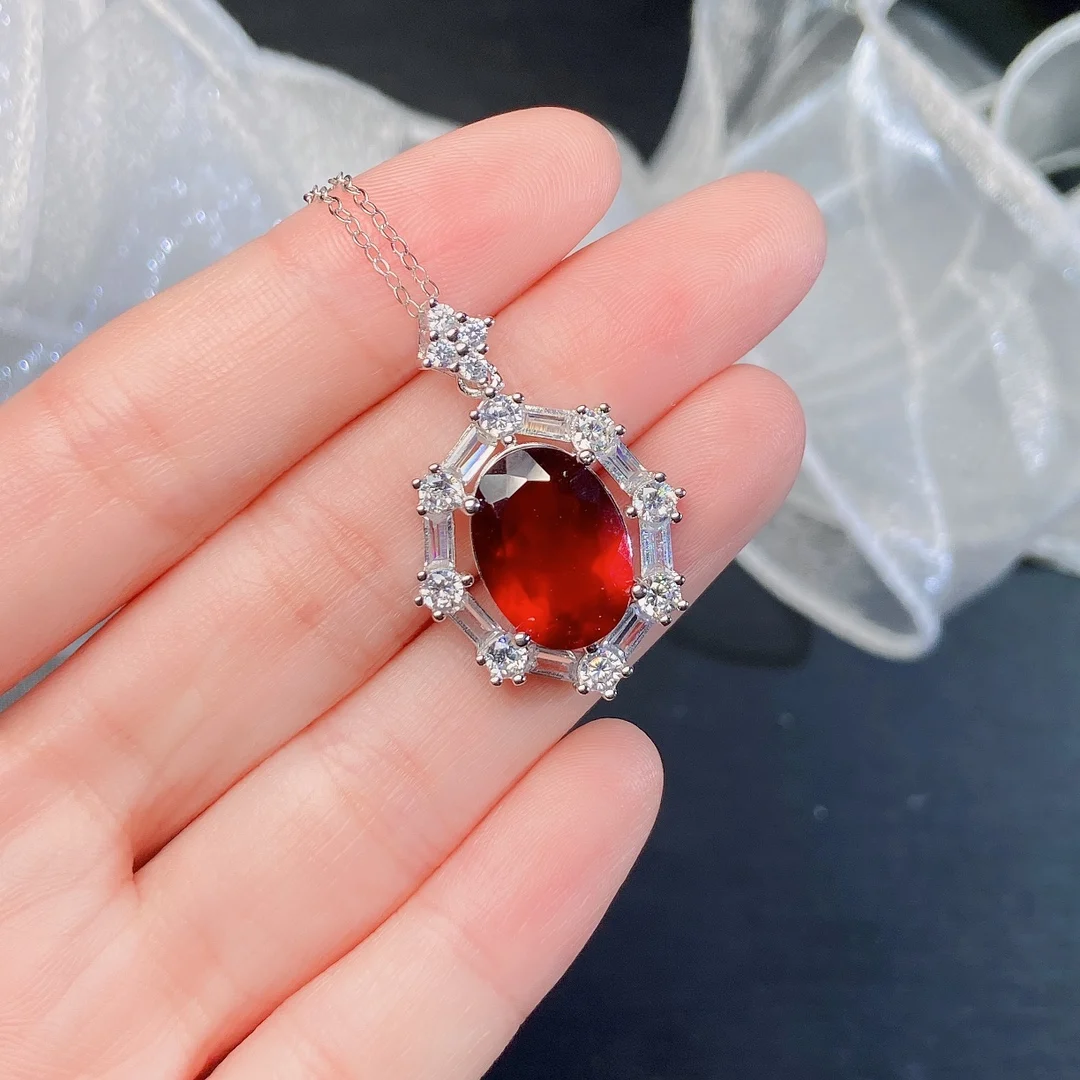 Natural Garnet Vintage Halo Pendant - view 2