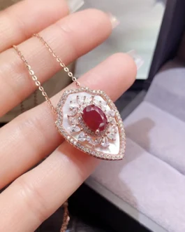 Natural Ruby Shield Pendant